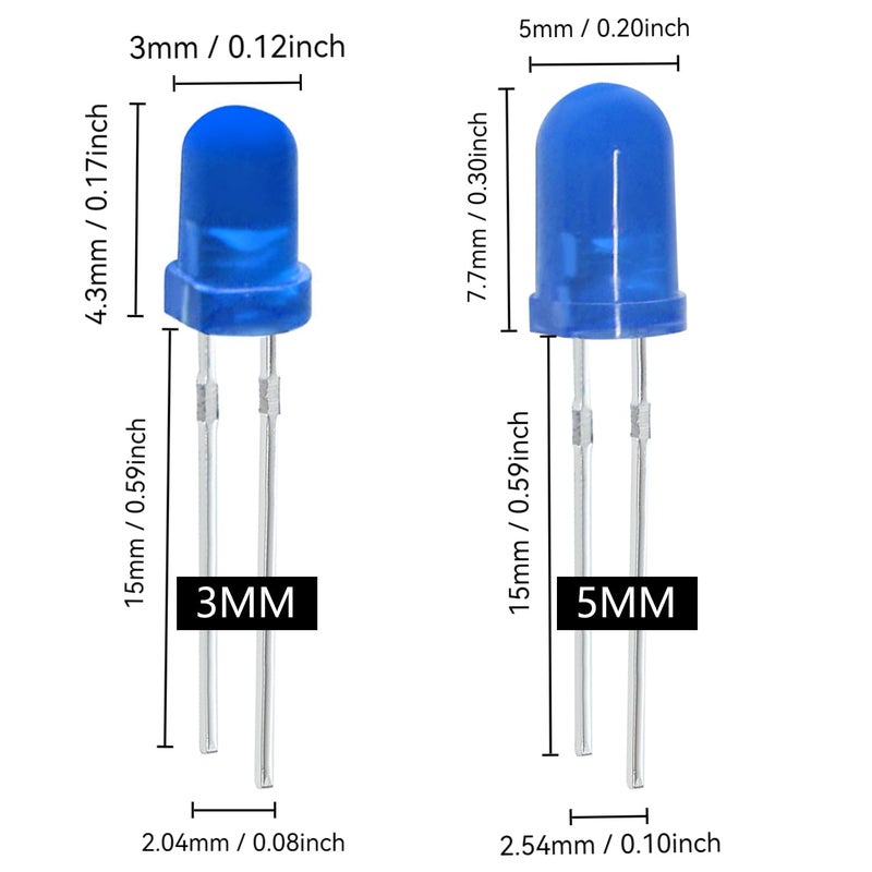 WOWOONE 200Pcs 3mm LED Light Emitting Diodes Assortment Kit Round Diffused Led Circuit Component Assorted Set for Arduino,Breadboard, PCB Electronic Circuit DIY, Raspberry Pi (Blue) - Image 2